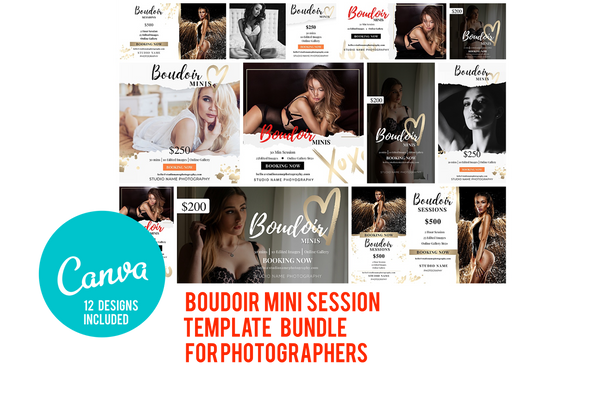 Boudoir Photography Marketing Templates Bundle for Photographers for CANVA | Mini Session Templates for Boudoir Photographers