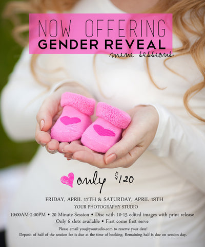 Gender Reveal Mini Session Marketing Graphics