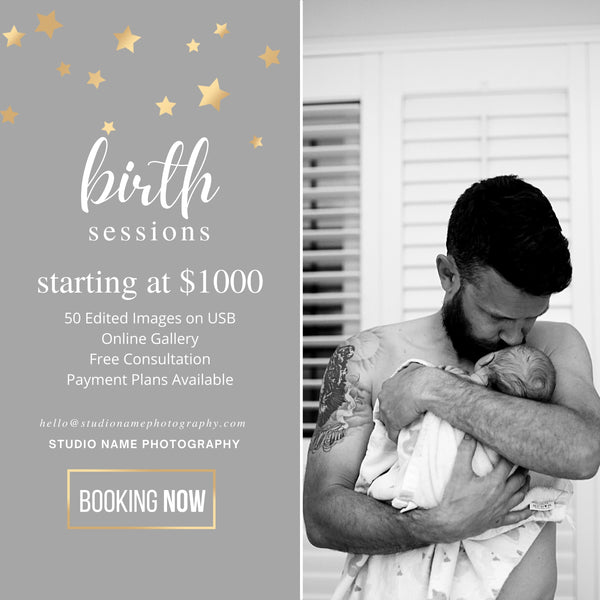 Birth Photography Session Marketing Templates for CANVA - 5 Piece Bundle
