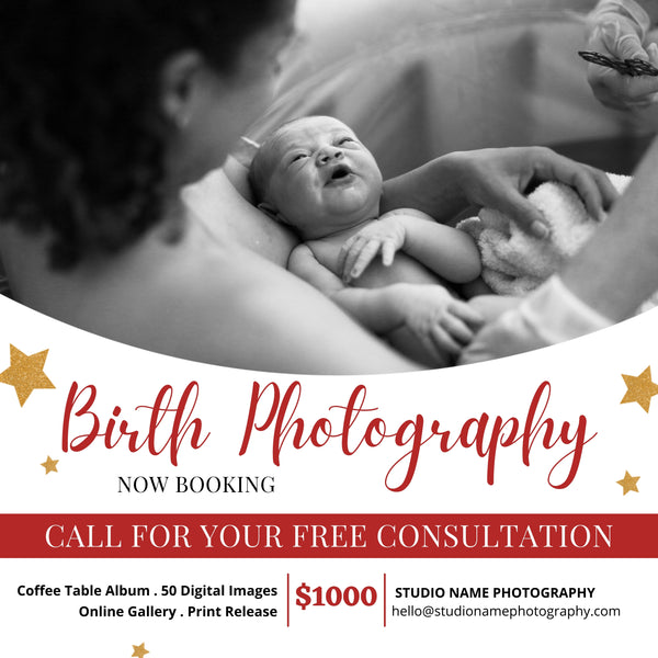Birth Photography Session Marketing Templates for CANVA - 5 Piece Bundle