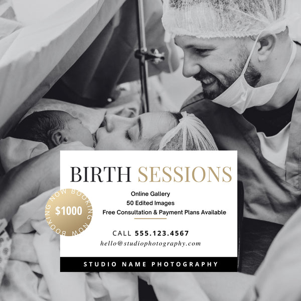 Birth Photography Session Marketing Templates for CANVA - 5 Piece Bundle