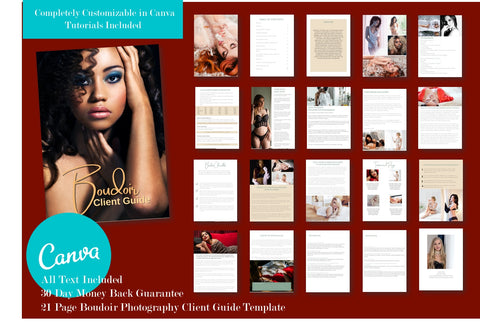 Boudoir Photography Client Guide for Canva, Boudoir Welcome Packet, Magazine Template for Canva