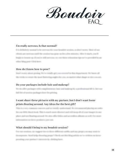 Boudoir Client Guide | PSD Templates | Boudoir Welcome Packet