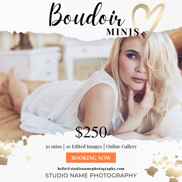 Boudoir Photography Marketing Templates Bundle for Photographers for CANVA | Mini Session Templates for Boudoir Photographers