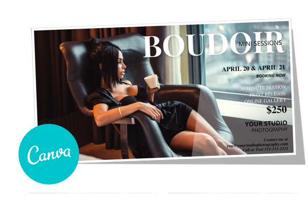 24 Piece Boudoir Photography Marketing Templates Bundle for Photographers for CANVA | Mini Session Templates for Boudoir Photographers