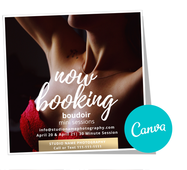 24 Piece Boudoir Photography Marketing Templates Bundle for Photographers for CANVA | Mini Session Templates for Boudoir Photographers