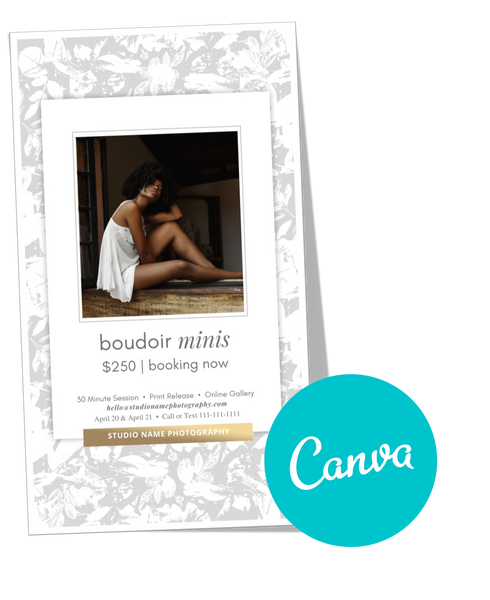 24 Piece Boudoir Photography Marketing Templates Bundle for Photographers for CANVA | Mini Session Templates for Boudoir Photographers