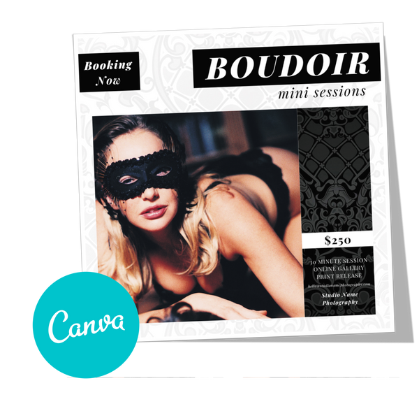 24 Piece Boudoir Photography Marketing Templates Bundle for Photographers for CANVA | Mini Session Templates for Boudoir Photographers