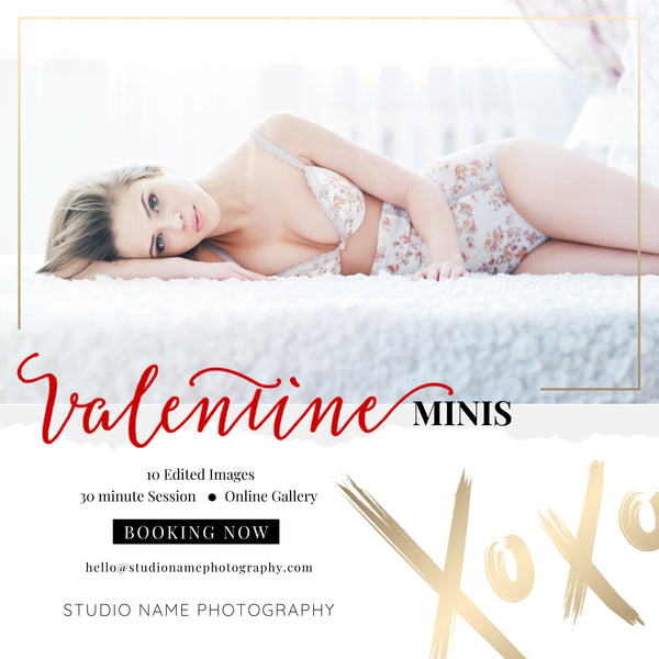Valentine Mini Session, Boudoir Photography Marketing Templates Bundle for Photographers for CANVA | Mini Session Templates for Boudoir Photographers
