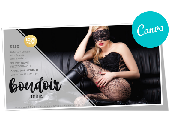24 Piece Boudoir Photography Marketing Templates Bundle for Photographers for CANVA | Mini Session Templates for Boudoir Photographers