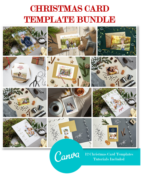 Canva Christmas Card Template Bundle, Holiday Card Template Bundle