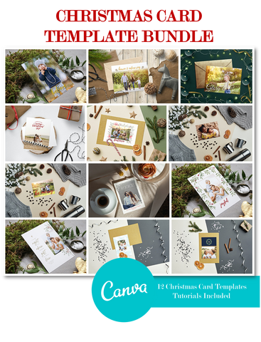 Canva Christmas Card Template Bundle, Holiday Card Template Bundle