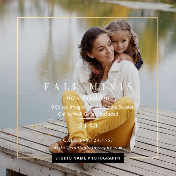 Fall Mini Session Marketing Templates for CANVA - 4 Piece Bundle - FALL MODERN MINIS