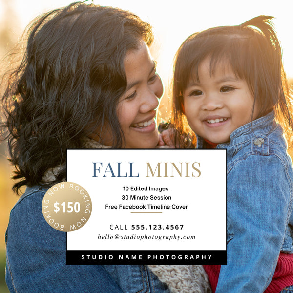 Fall Mini Session Marketing Templates for CANVA - 4 Piece Bundle - FALL MODERN MINIS