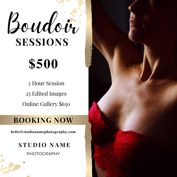 Boudoir Photography Marketing Template Bundle for CANVA | Gold