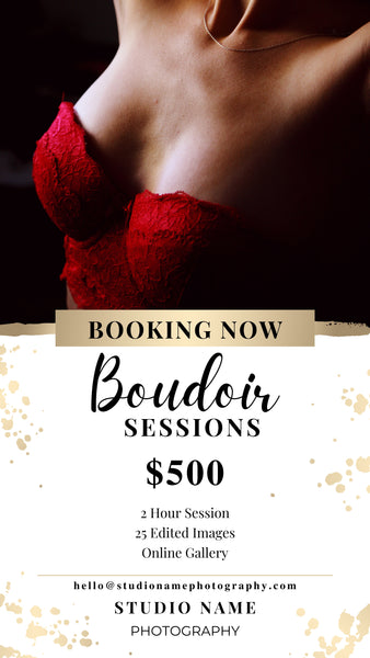 Boudoir Photography Marketing Template Bundle for CANVA | Gold