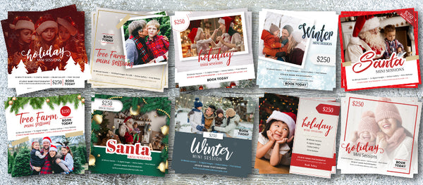 GIANT BUNDLE: 50 Christmas Mini Session Marketing Template Bundle for Photographers, Holiday Templates, Photoshop Marketing Templates