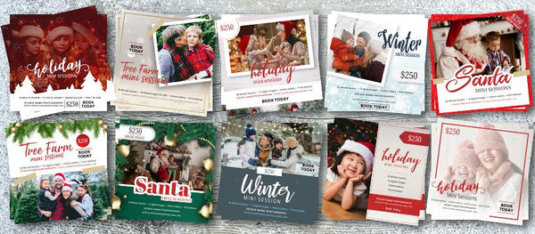 GIANT BUNDLE: 50 Christmas Mini Session Marketing Template Bundle for Photographers, Holiday Templates, Photoshop Marketing Templates