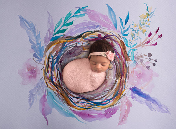 Newborn Watercolor Digital Backdrop Bundle