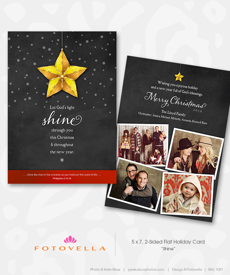 Christmas Card Template - Vertical Folded 5x7 - Photoshop Template - H -  BP4U Photographer Resources