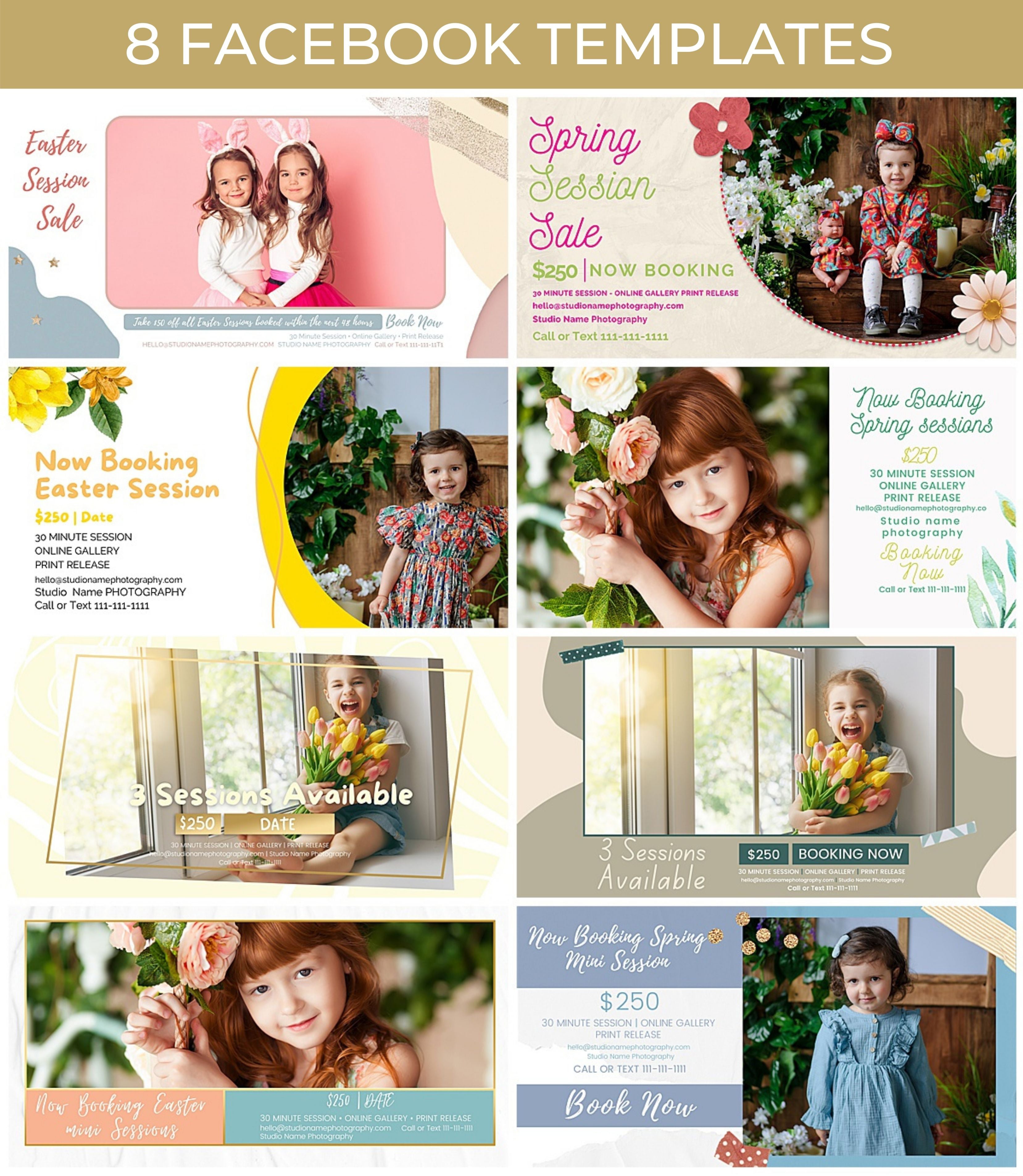 Spring and Easter Marketing Template Bundle for Photographers, For CANVA,  Mini Session Templates