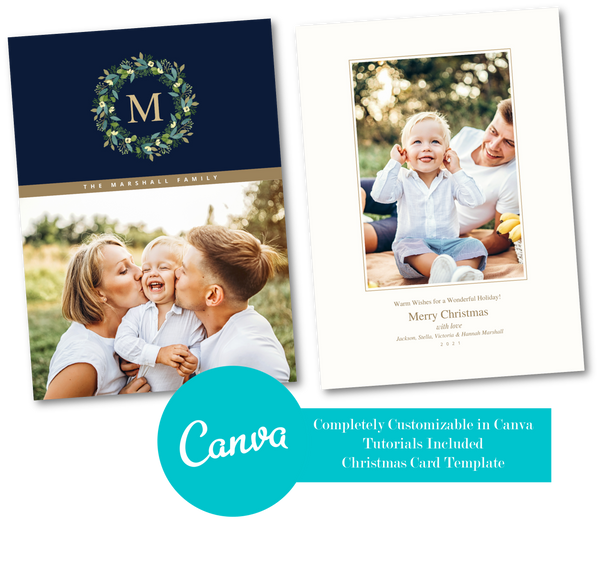 Canva Christmas Card Template Bundle, Holiday Card Template Bundle