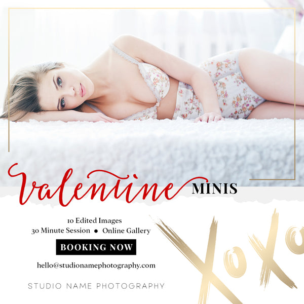 Boudoir Valentine Mini Session Marketing Template Bundle for Photographers