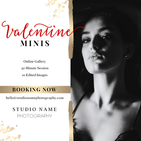 Boudoir Valentine Mini Session Marketing Template Bundle for Photographers