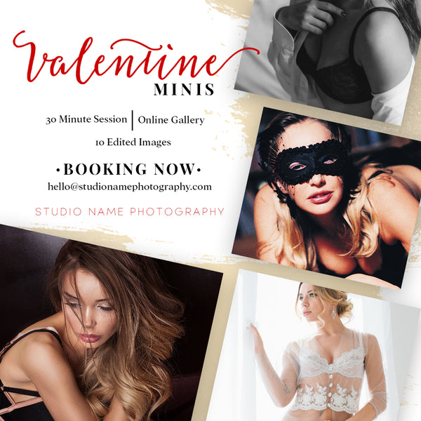 Boudoir Valentine Mini Session Marketing Template Bundle for Photographers