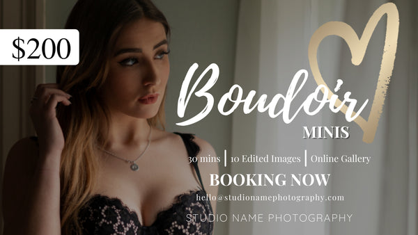 Boudoir Photography Marketing Template Bundle for CANVA | Gold