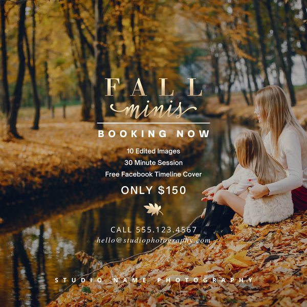 Fall Mini Session Marketing Templates for CANVA - 4 Piece Bundle - FALL MODERN MINIS