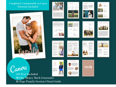Family Client Guide for Canva |  Magazine Welcome Packet Template | Portrait Photography Template