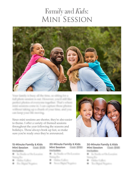 66 Prewritten Photographer Pricing Template Pages