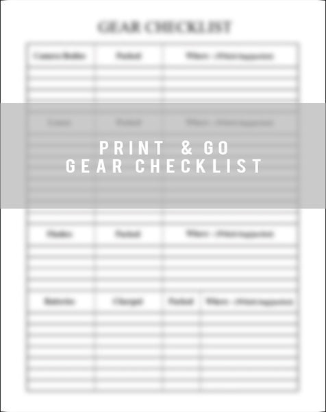 Print & Go Gear Checklist