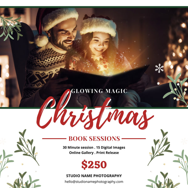 Holiday, Christmas Mini Session Marketing Template Bundle for CANVA