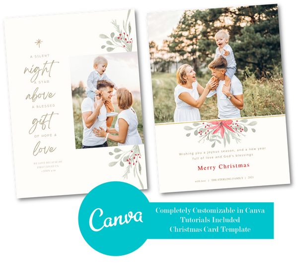 Canva Christmas Card Template Bundle, Holiday Card Template Bundle