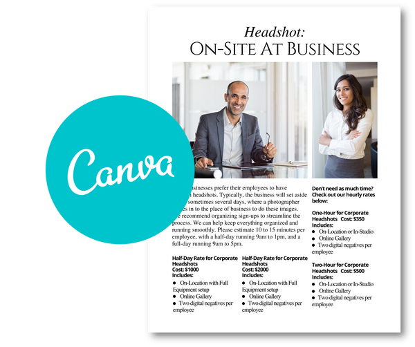 The Complete Headshot Photography Product Collection for CANVA