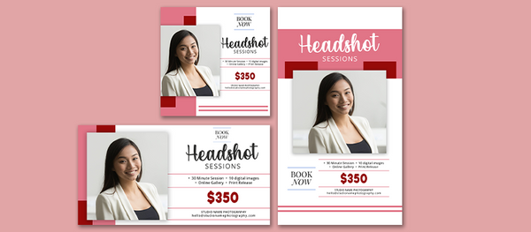 Headshot Photography Marketing Templates for Photographers | Headshot Photography Mini Session Templates |PSD Templates