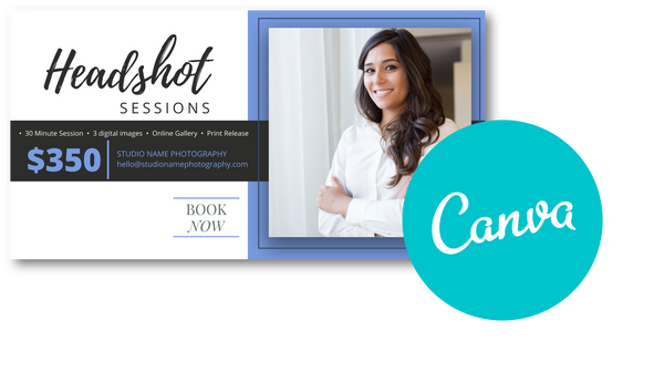 Headshot Photography Marketing Templates for Photographers CANVA | Headshot Photography Mini Session Templates