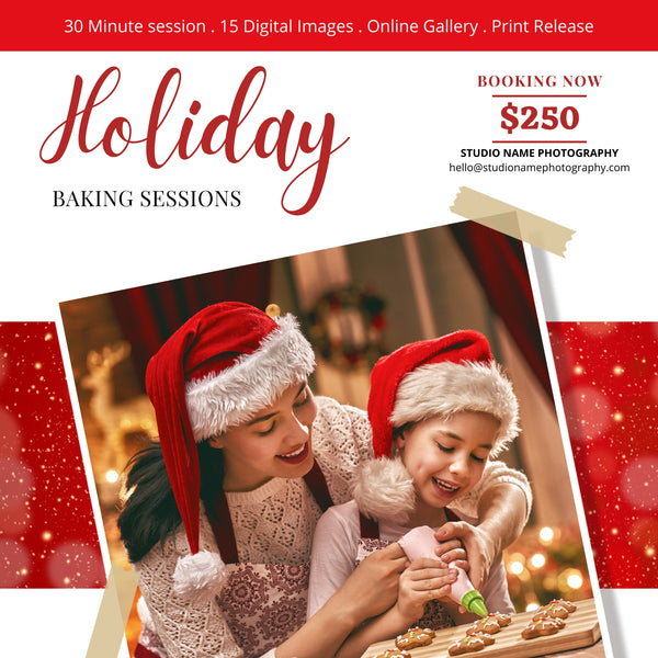 Holiday, Christmas Mini Session Marketing Template Bundle for CANVA
