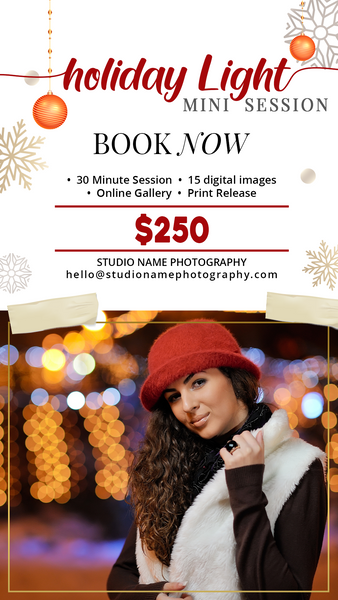 Holiday Lights Mini Session Marketing Template Bundle for Photographers