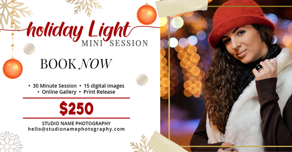 Holiday Lights Mini Session Marketing Template Bundle for Photographers