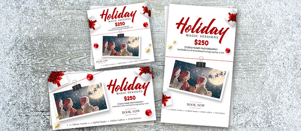 GIANT BUNDLE: 50 Christmas Mini Session Marketing Template Bundle for Photographers, Holiday Templates, Photoshop Marketing Templates