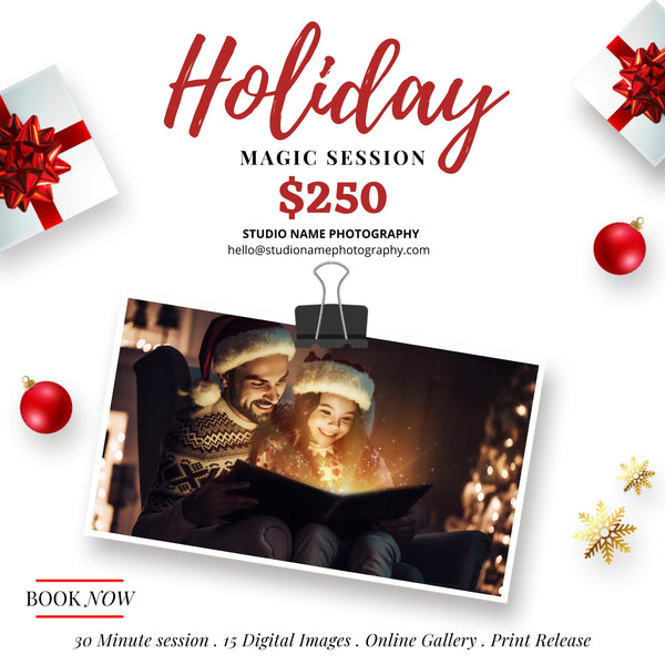 Holiday, Christmas Mini Session Marketing Template Bundle for CANVA