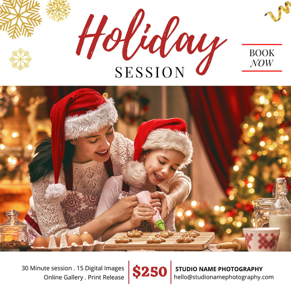 Holiday, Christmas Mini Session Marketing Template Bundle for CANVA