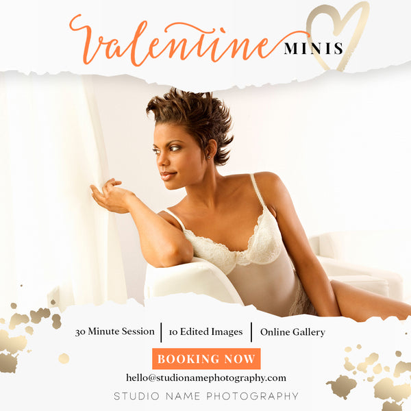 Boudoir Valentine Mini Session Marketing Template Bundle for Photographers