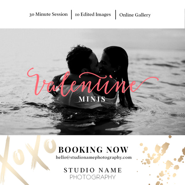 Boudoir Valentine Mini Session Marketing Template Bundle for Photographers