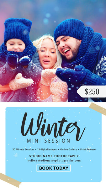 GIANT BUNDLE: 50 Christmas Mini Session Marketing Template Bundle for Photographers, Holiday Templates, Photoshop Marketing Templates