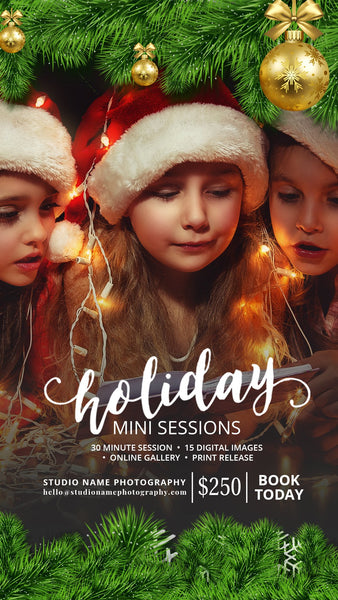 GIANT BUNDLE: 50 Christmas Mini Session Marketing Template Bundle for Photographers, Holiday Templates, Photoshop Marketing Templates