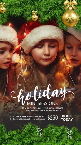 GIANT BUNDLE: 50 Christmas Mini Session Marketing Template Bundle for Photographers, Holiday Templates, Photoshop Marketing Templates